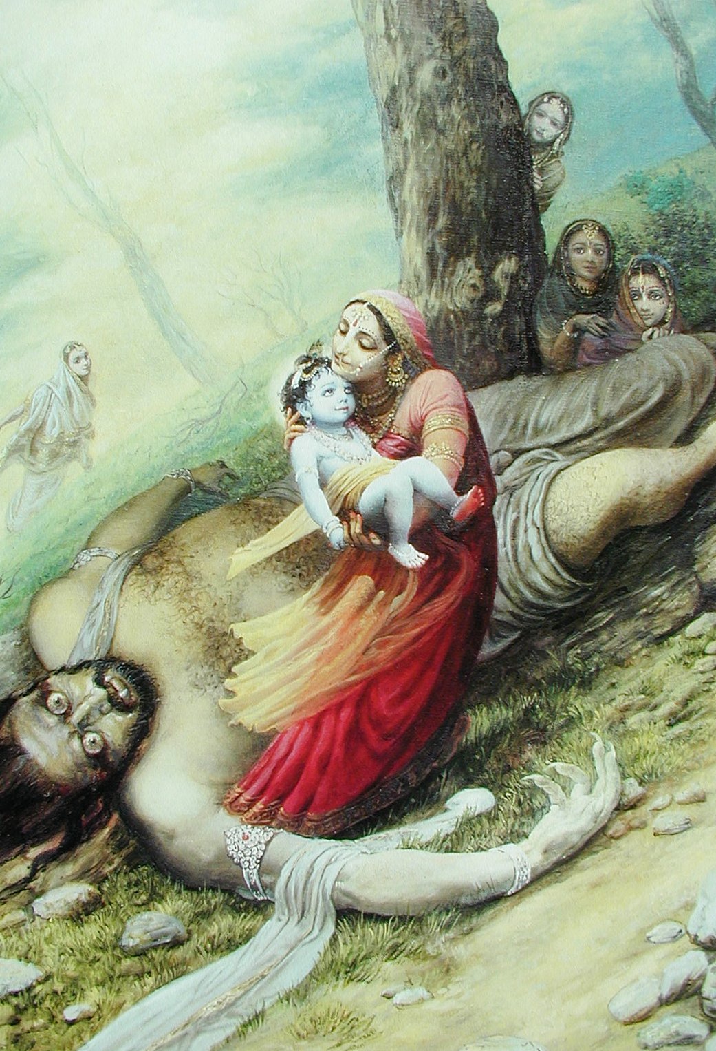 Кришна и мама Яшода на поверженном демоне Тринаварте (Джадурани д.д.)